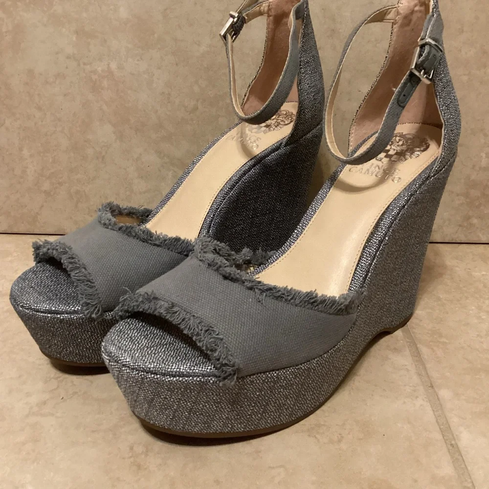Gray Wedge Sandals